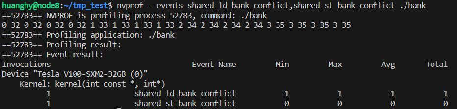 使用 NVProf 检测 CUDA kernel 的 bank conflict