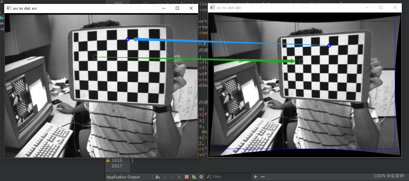 opencv对相机进行畸变矫正，及矫正前后的坐标对应