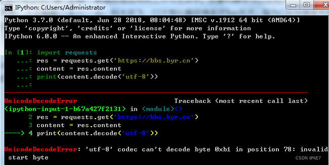 爬虫编码UnicodeDecodeError: ‘utf-8‘ codec can‘t decode byte 0xb1 in position 78: invalid start byte解决方案