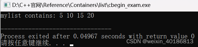 C++ Reference: Standard C++ Library reference: Containers: list: list: cbegin