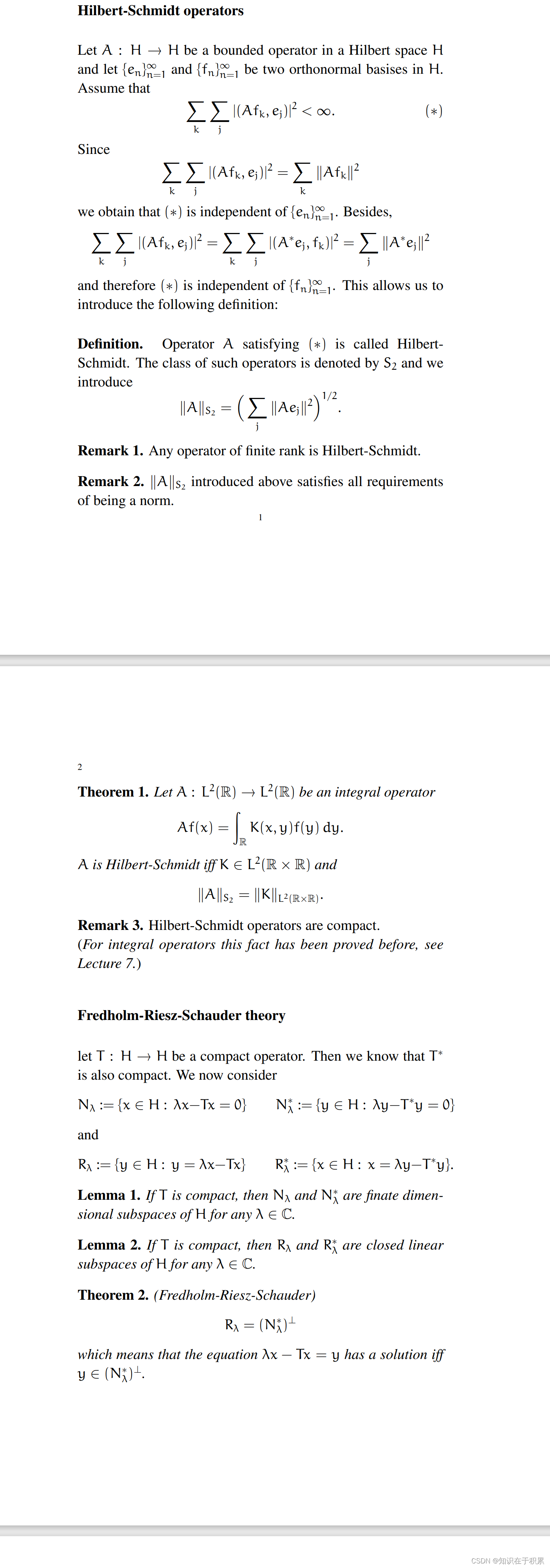 Hilbert-Schmidt Operator