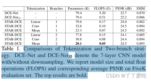 消融实验-tokens不同策略和双分支策略的消融实验