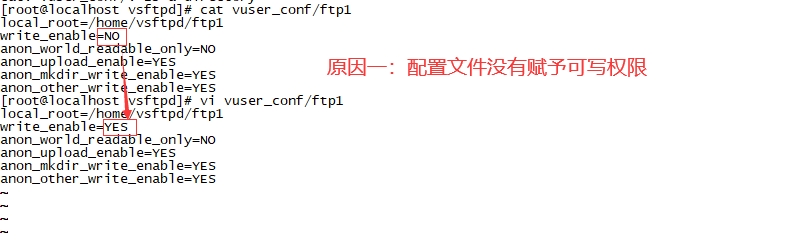 虚拟用户的配置文件没有赋予权限