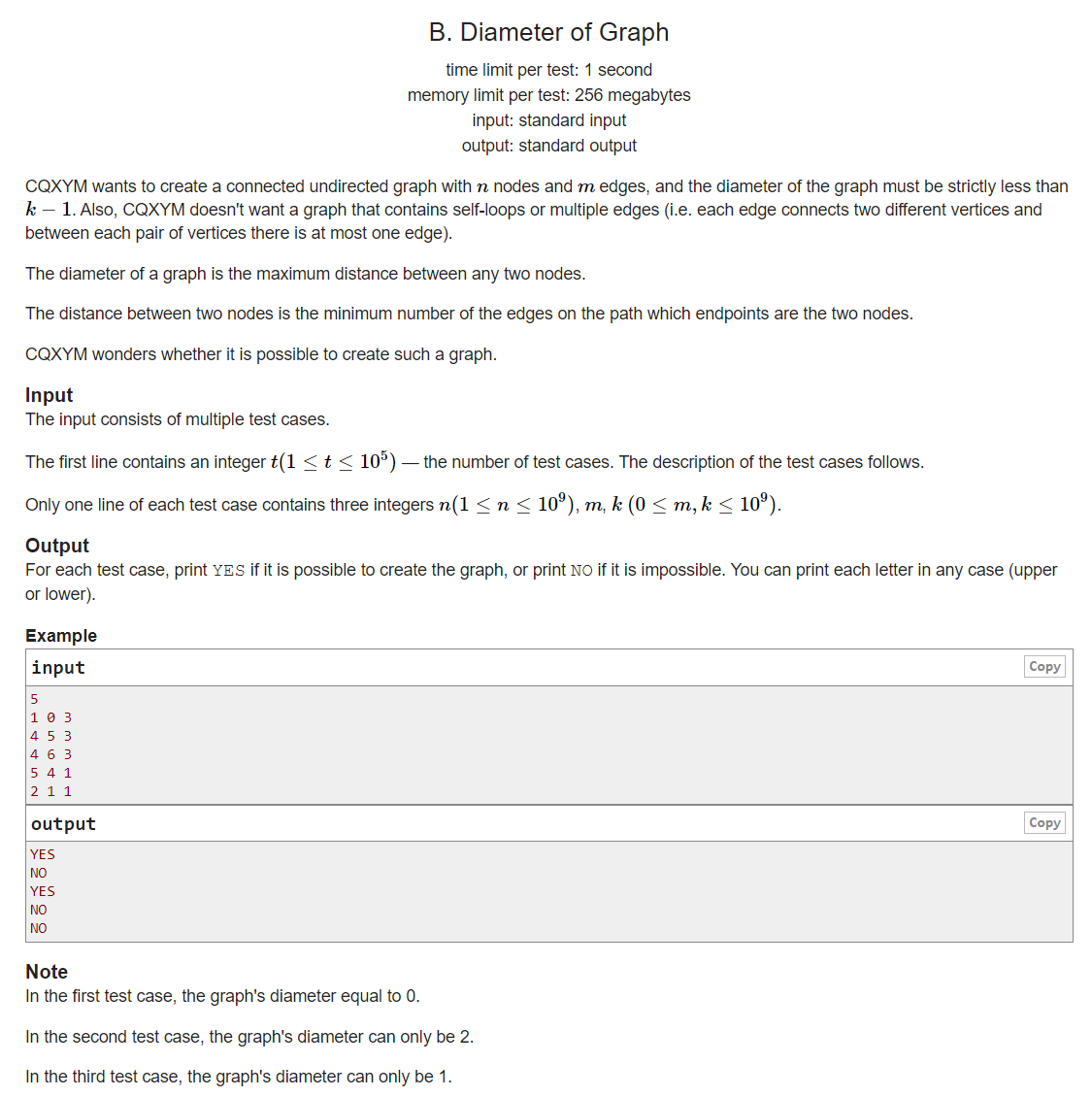 B. Diameter Of Graph【1200 / 思维】-CSDN博客