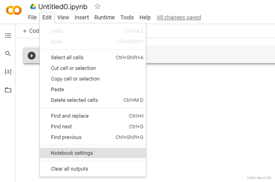 这里选择Notebook settings