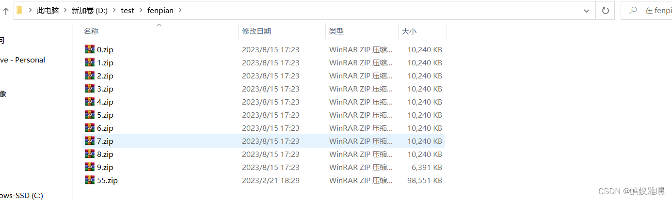 55.zip切分成了10个小的zip包