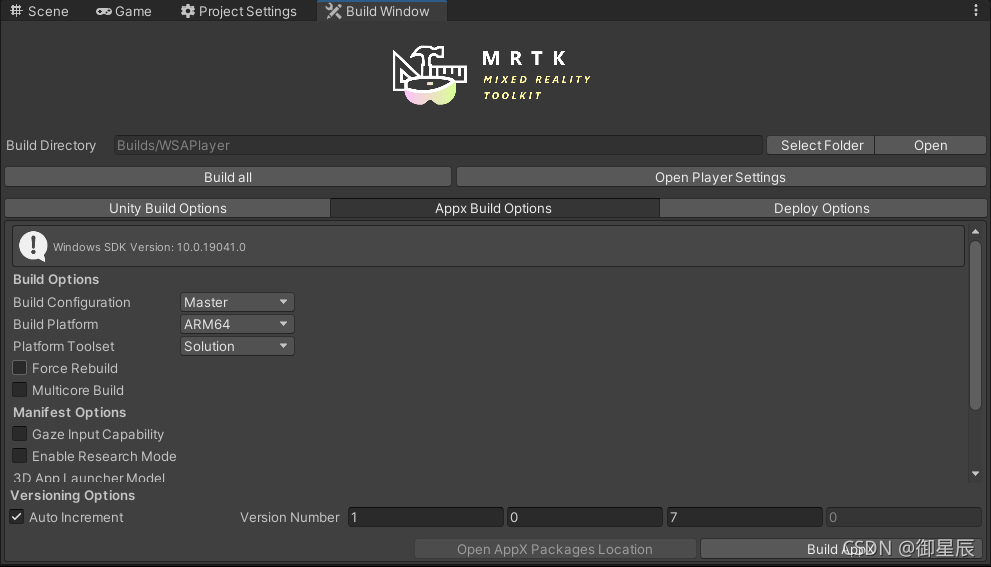 MRTK.Toolkit.Tool工具打包appx