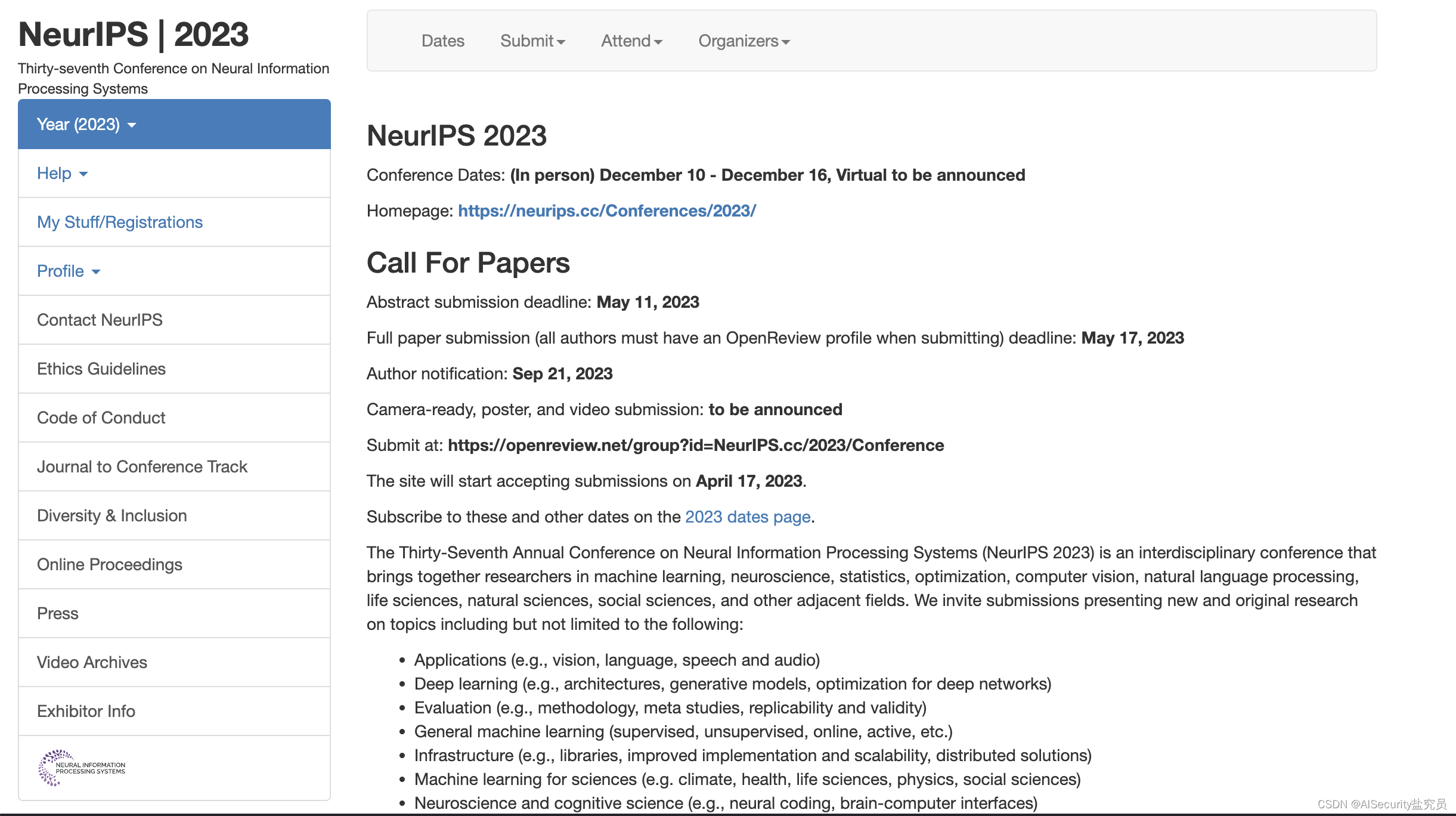 【Call for papers】NeurIPS2025（CCFA/人工智能/2025年5月17日截稿）_neuroips 2025