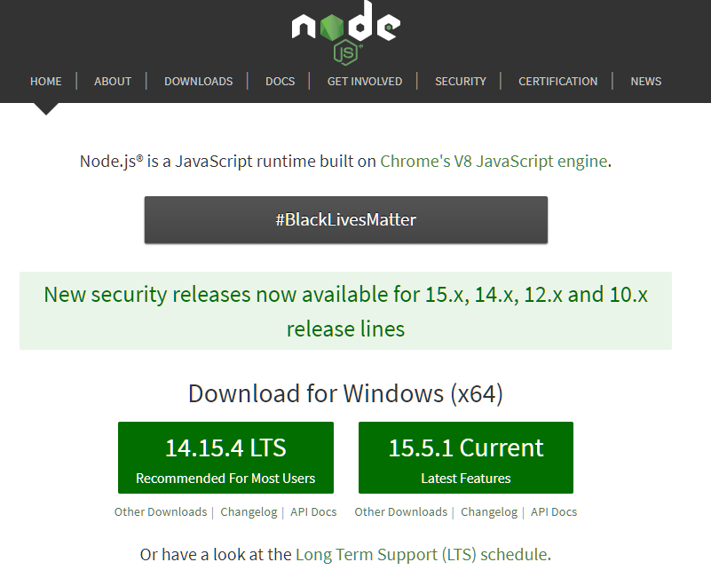 NodeJS官网下载页面