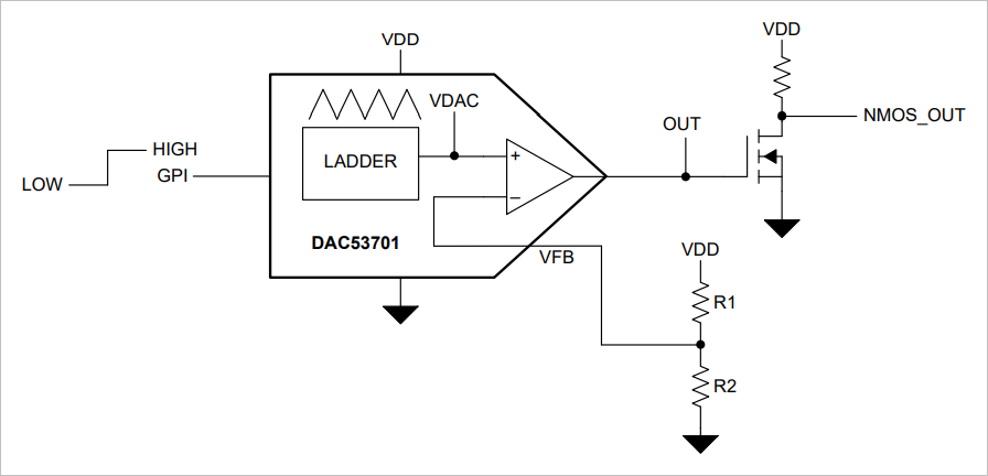 ▲ 图2.3.1 DAC53701产生方波电路图