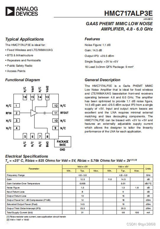 HMC717ALP3E-ASEMI代理ADI（亚德诺）车规级芯片HMC717ALP3E