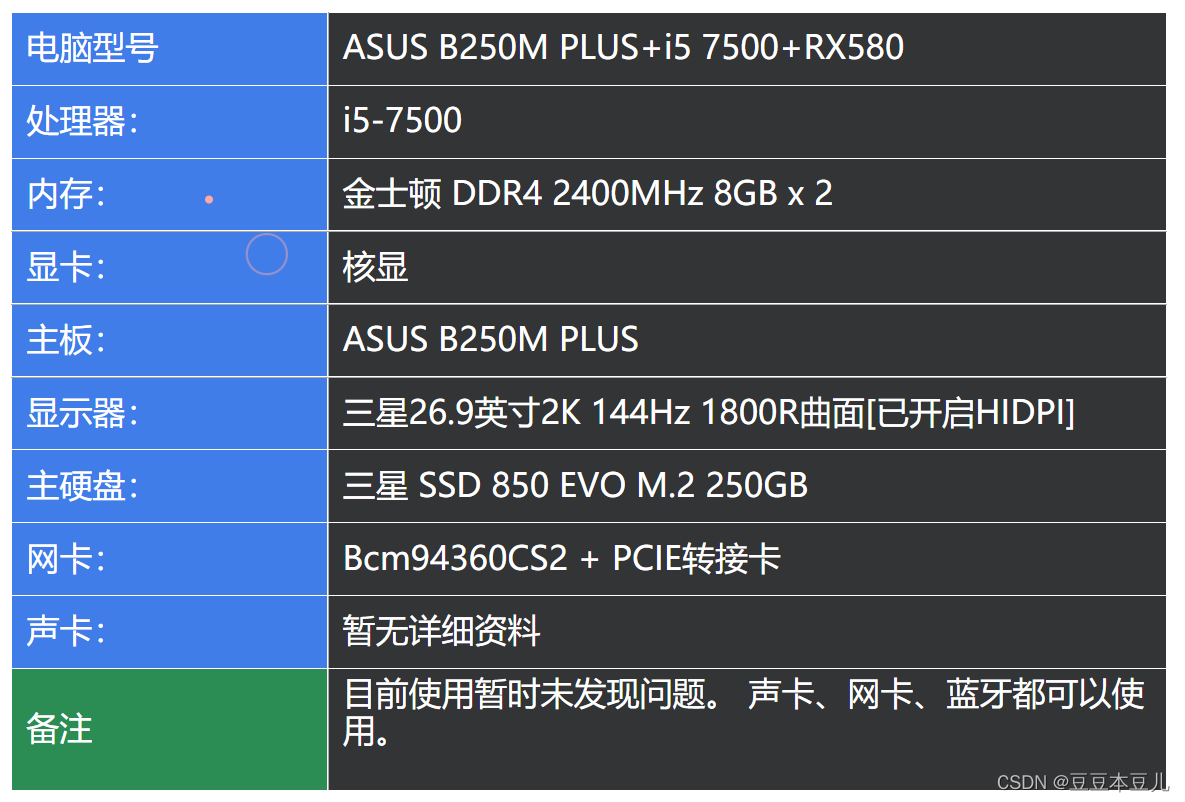 华硕asusb250mplusi57500核显macos120opencore072