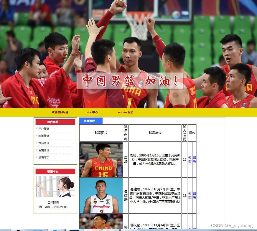java中国男篮动态网站设计与制作