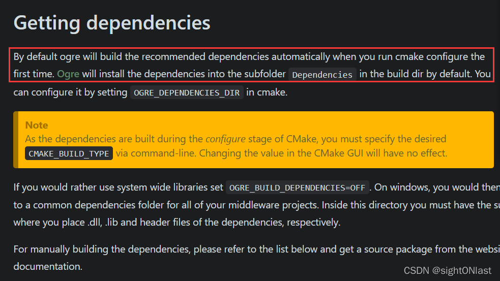 运行CMake configure所有依赖将自动安装