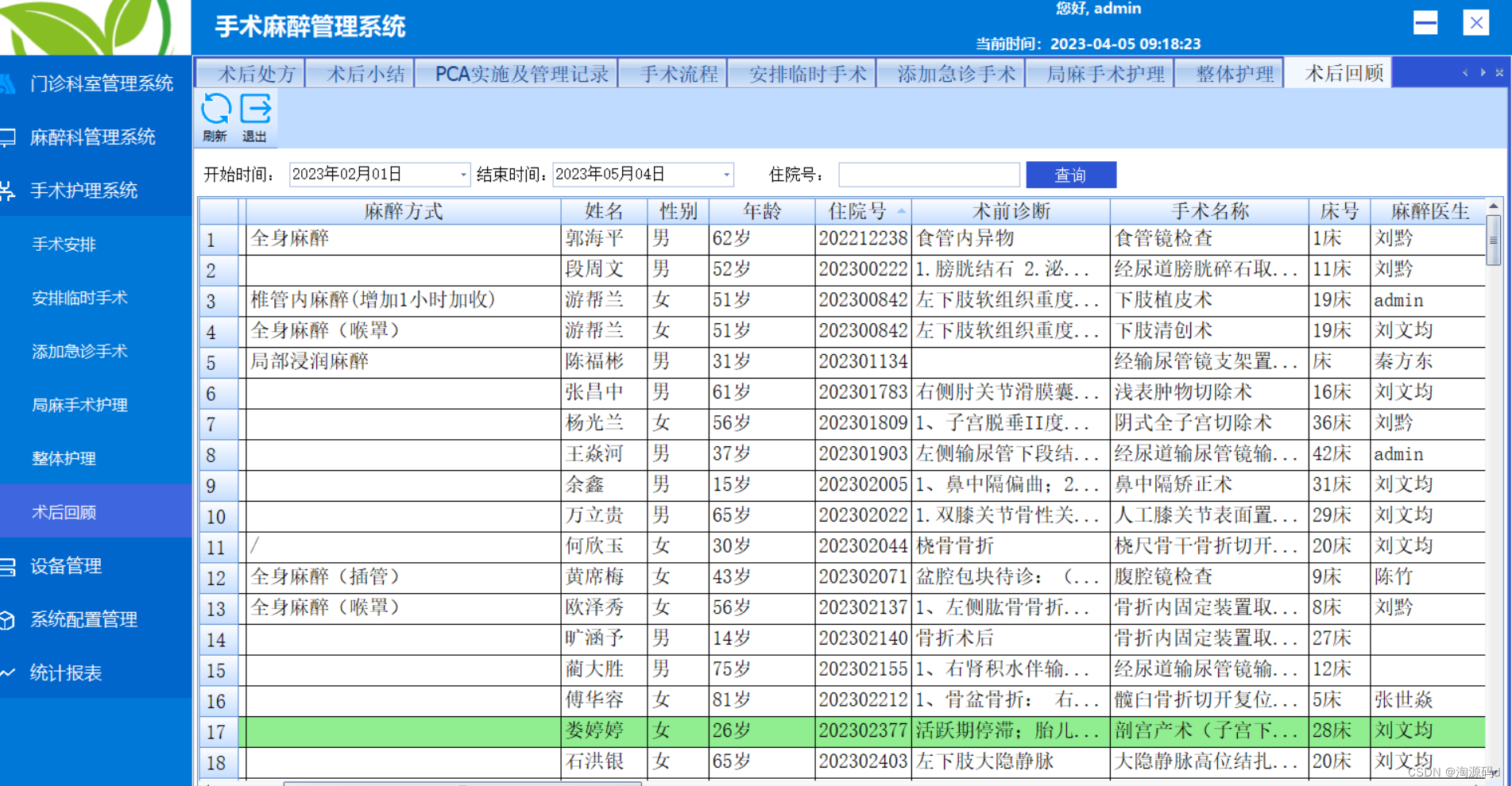 手麻系统源码 手术麻醉系统源码 高端源码 C# .net 源码