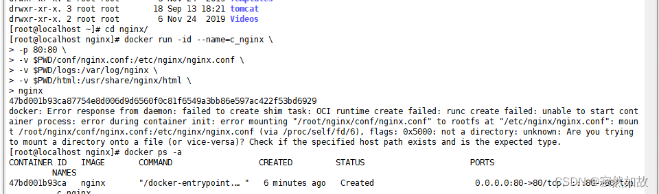 Docker: Error Response From Daemon: Failed To Create Shim Task: Oci Runtime Create  Failed: Runc Crea_寂然如故的博客-Csdn博客