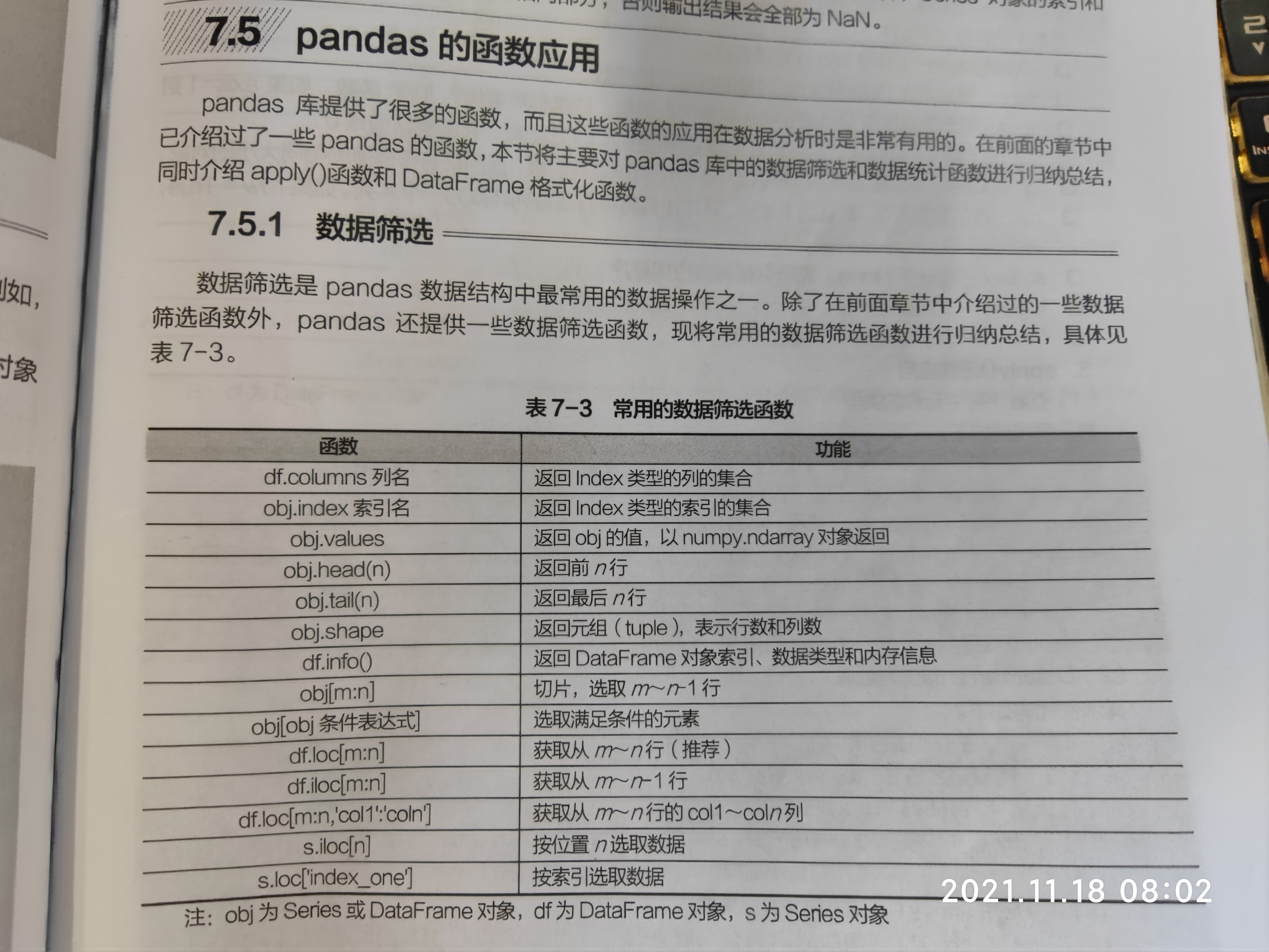 Python and data analysis study notes (2) Pandas basic function ...