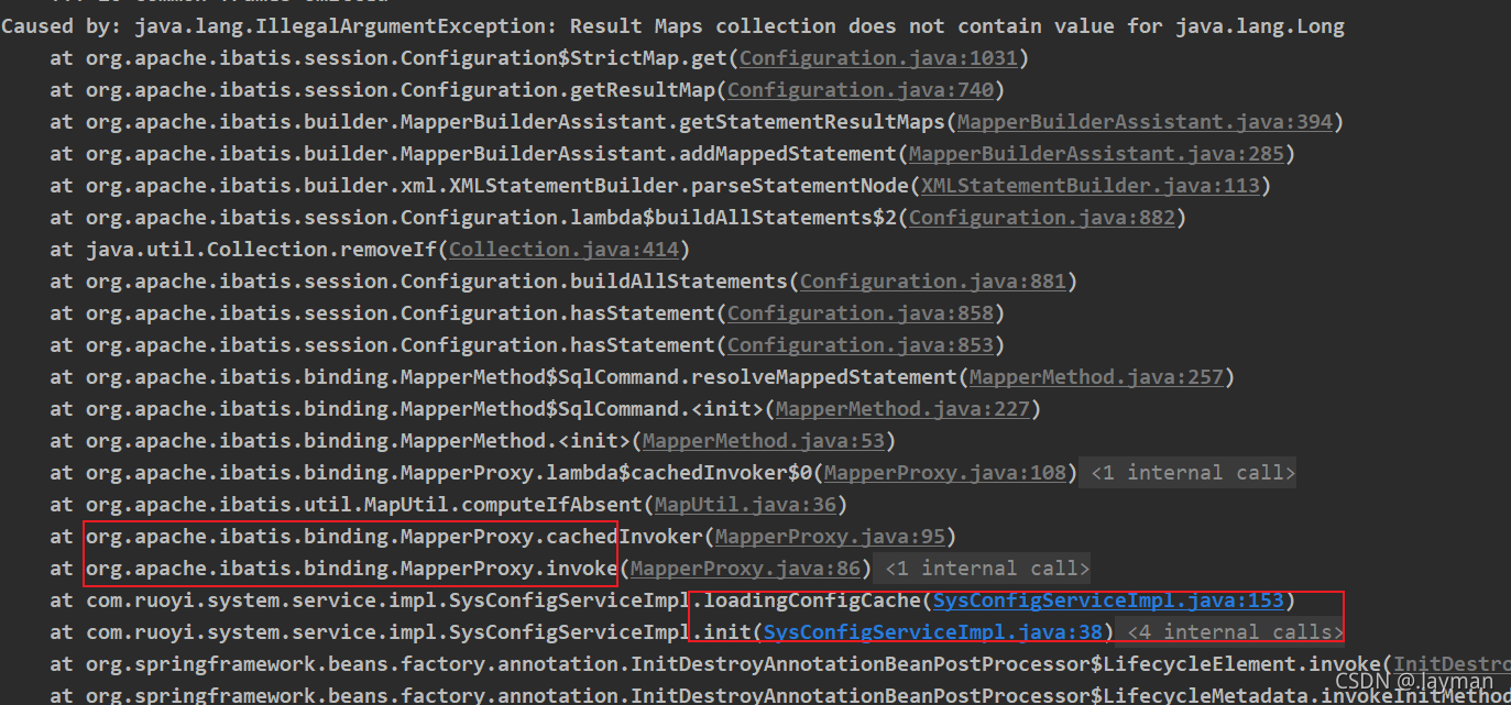 【java.lang.IllegalArgumentException】Result Maps collection does not contain value for java.lang.Long