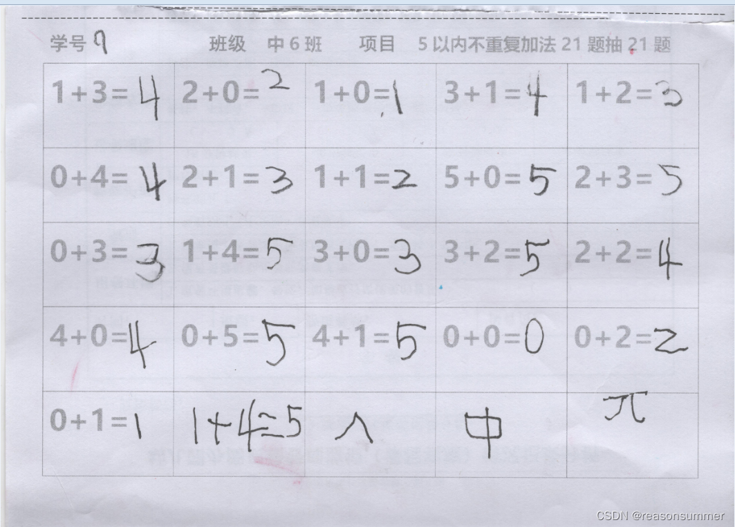 【教学类-30-01】5以内加法题不重复（一页两份）（包含1以内、2以内、3以内、4以内、5以内加法，抽取最大不重复数量）