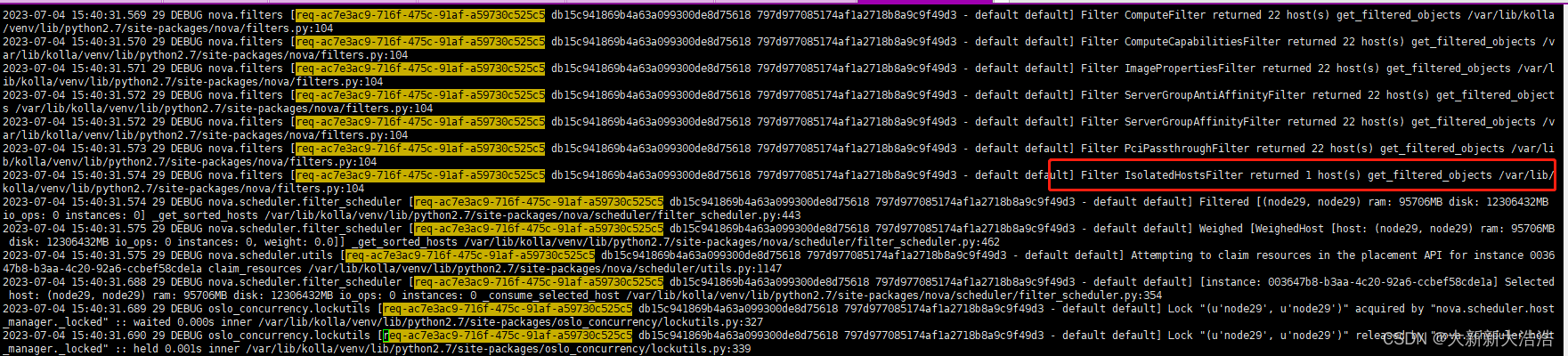 openstack平台IsolatedHostsFilter的使用记录