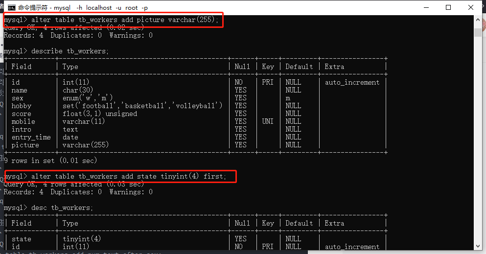 MySQL 数据表的基本操作