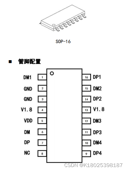 USB1.1 hub芯片DPU54兼容AU9254串口usb集线控制器