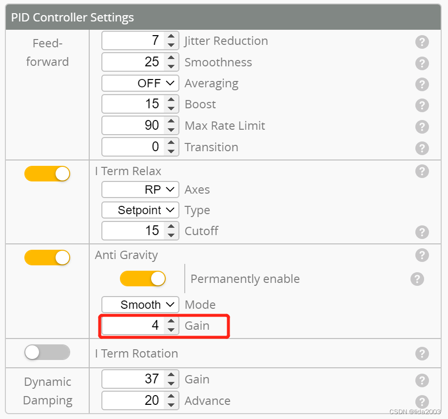 PID Controller Settings