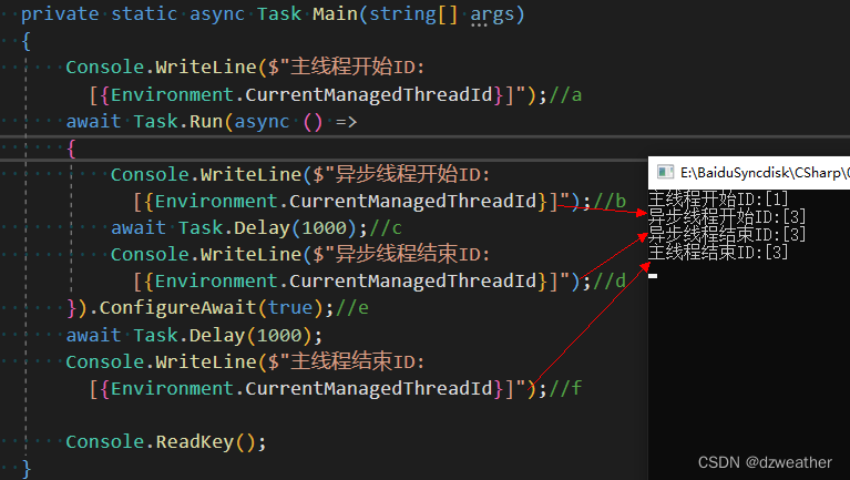 C#中async/await的线程ID变化情况