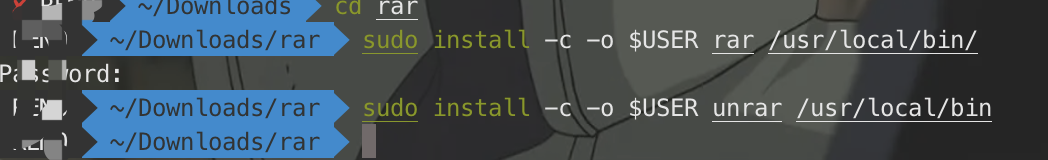 sudo install -c -o $USER unrar /usr/local/bin