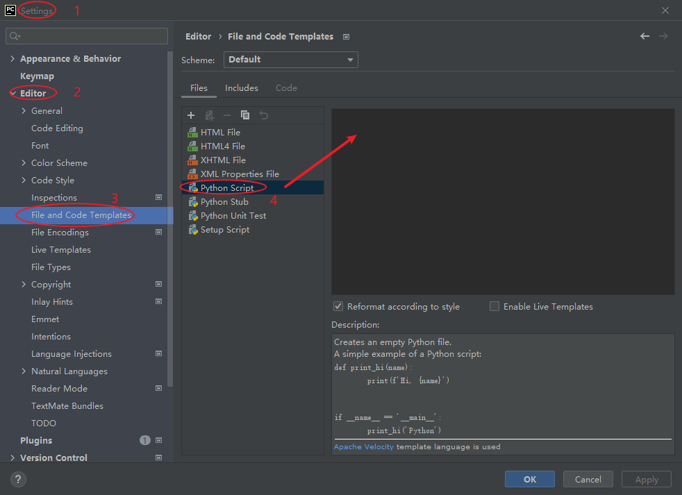 《python每天一小段》-- (7)Pycharm Script 模板设置-CSDN博客