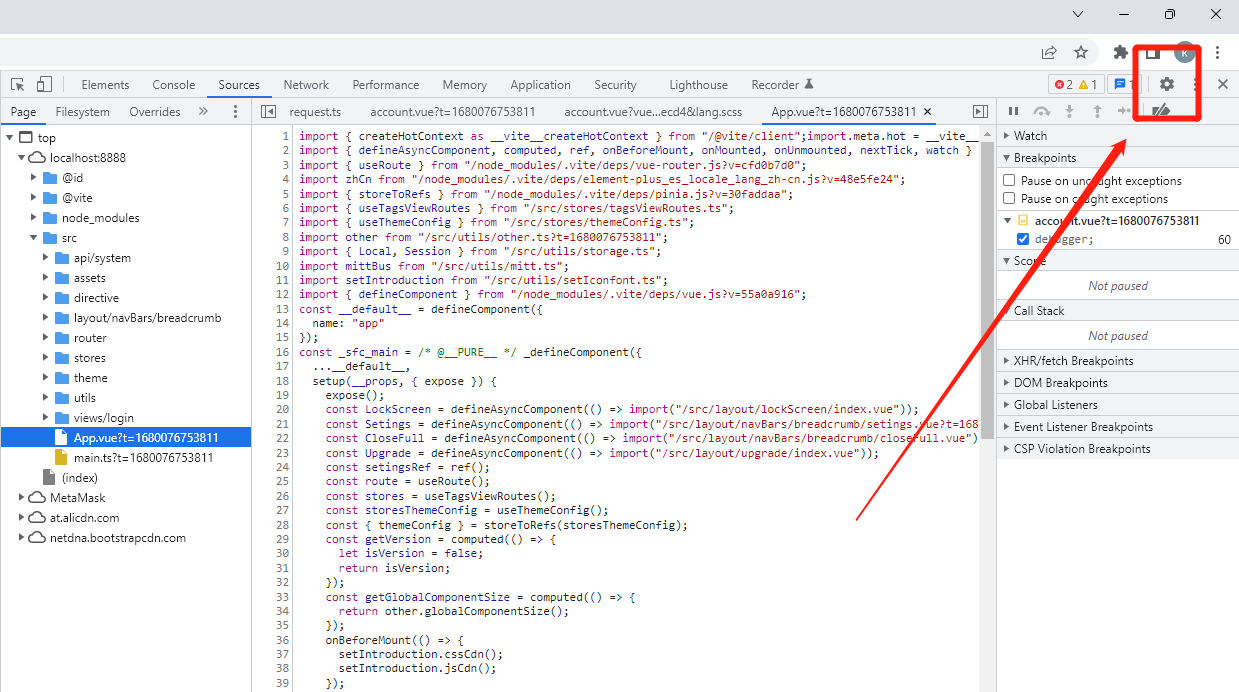 Vue3+vite 解决debugger断点调试定位不准确问题_vue3断点位置不准-CSDN博客