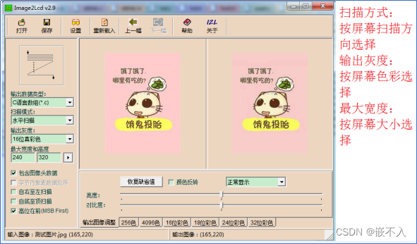 Image2go LCD文字和图片取模软件的使用-CSDN博客