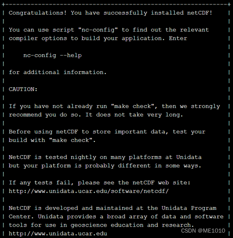 netcdf installed successfully