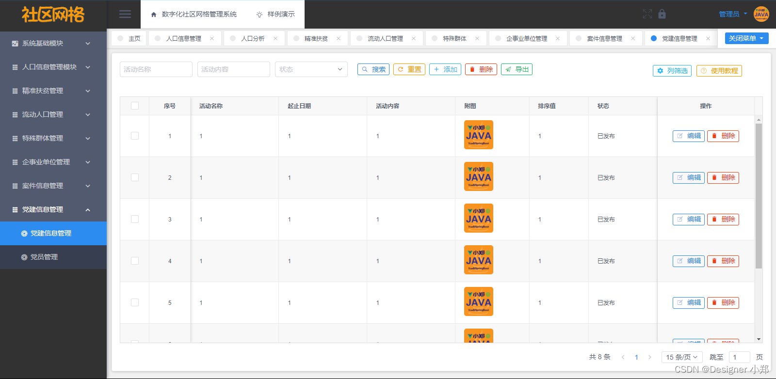 【开源】基于JAVA语言的数字化社区网格管理系统