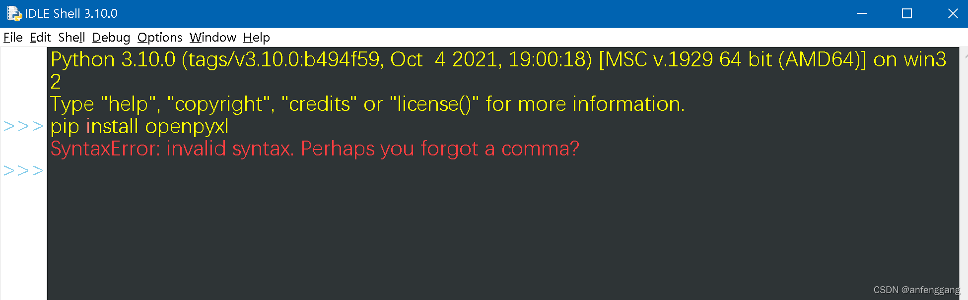 python安装第三方模块，运行pip命令提示：SyntaxError: invalid syntax. Perhaps you forgot a comma?