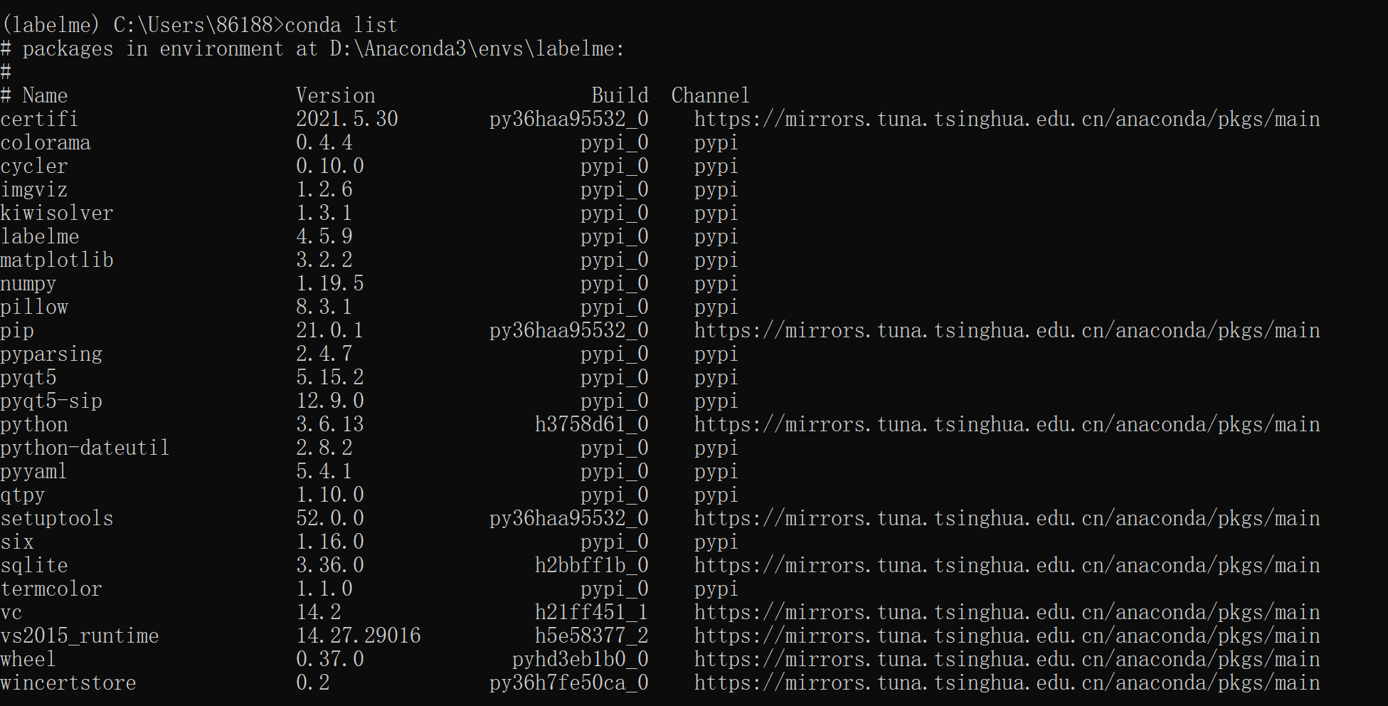 ͨconda list鿴װõİ