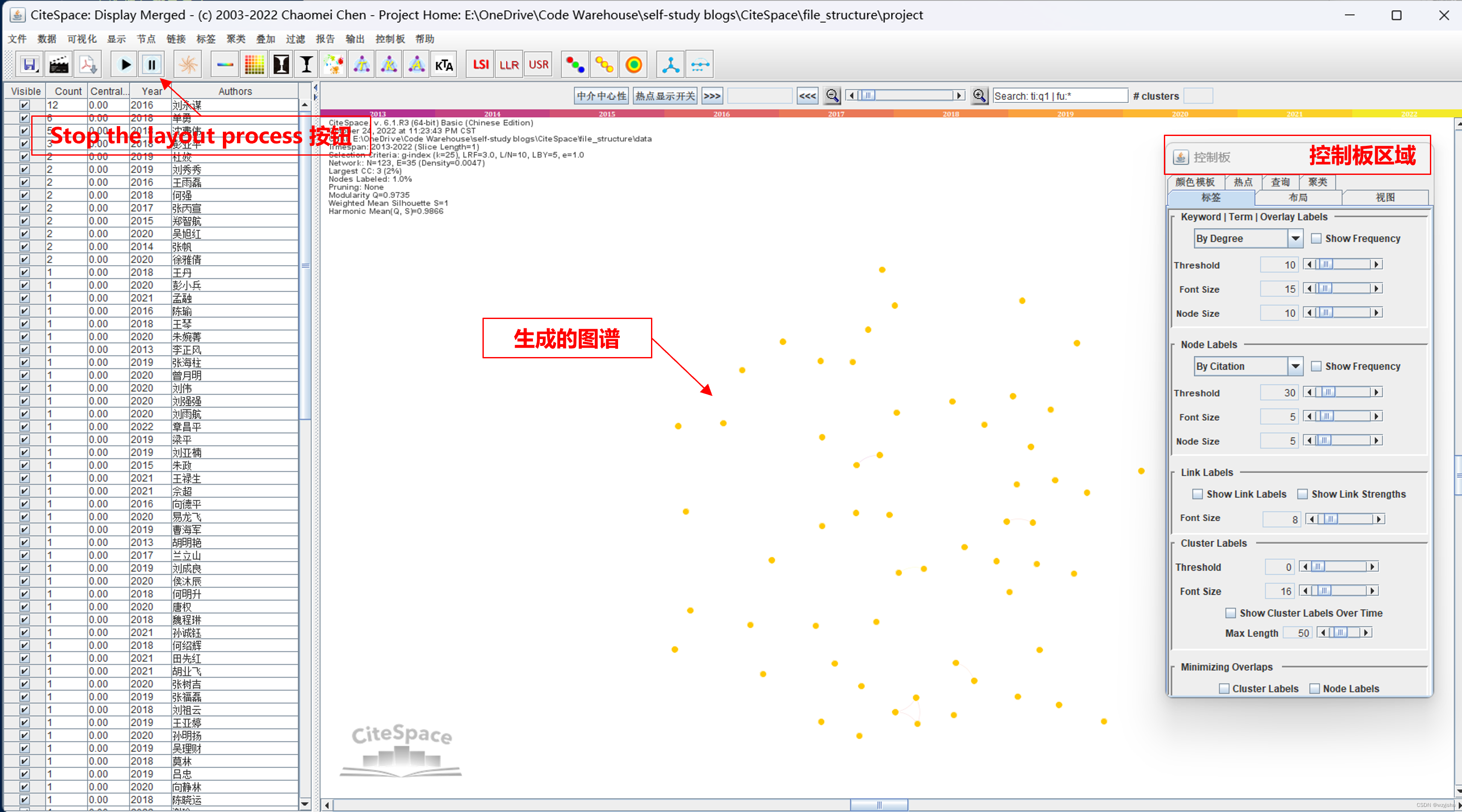 Fig.03-02 CiteSpace图谱生成与控制