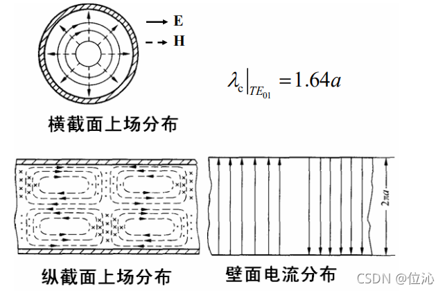 TE01模场与壁面电流分布