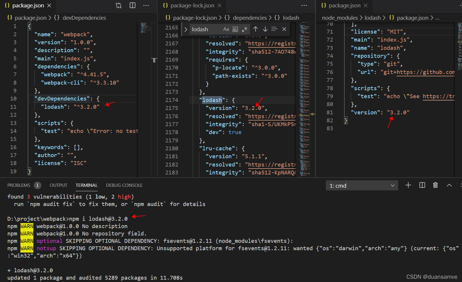 package.json和package-lock.json的作用