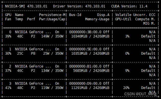 nvidia-smi output