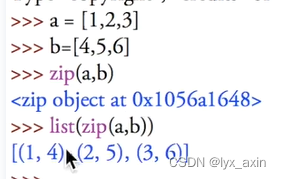 如果直接zip[a,b]会返回一个功能，如果需要可视化则要在这之前加上list，会发现成功合并到一起，感觉类似是返回一个多维列表
