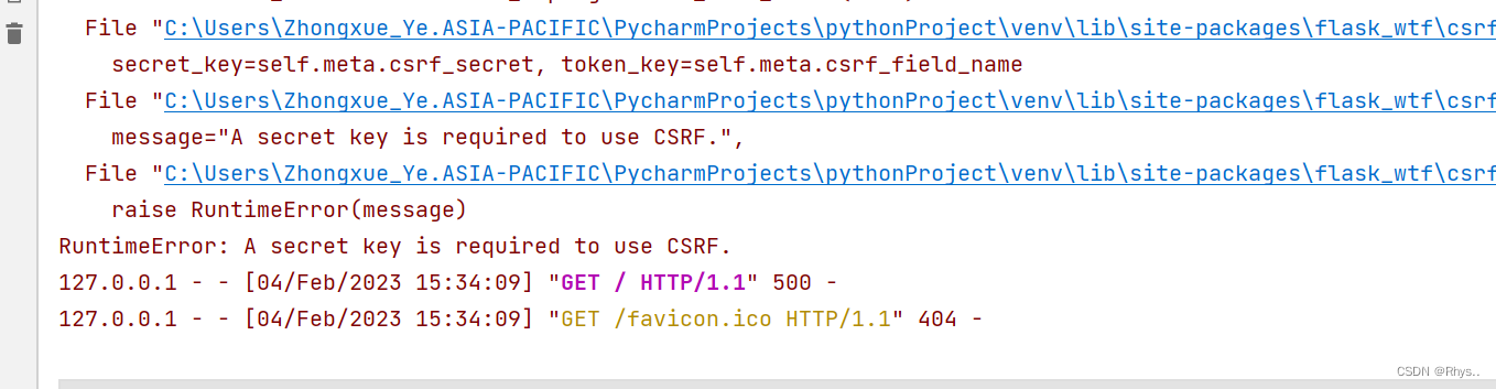 RuntimeError A Secret Key Is Required To Use CSRF Rhys CSDN 