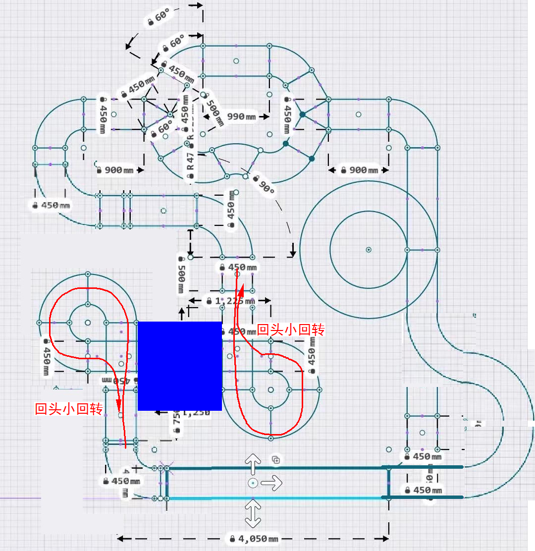 ▲ 图1.2.2 往返赛道的改造