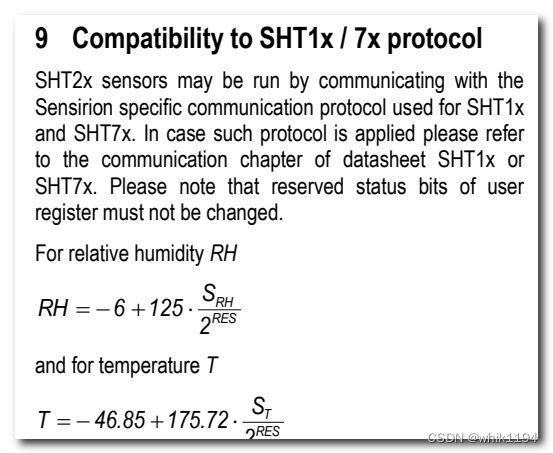 SHT1x和SHT7x换算公式
