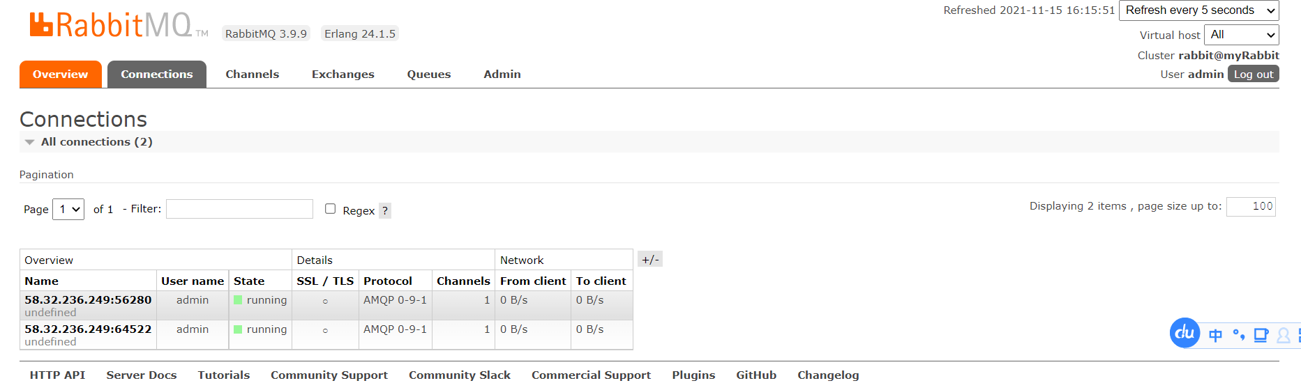 rabbitMQ clientApi netcore