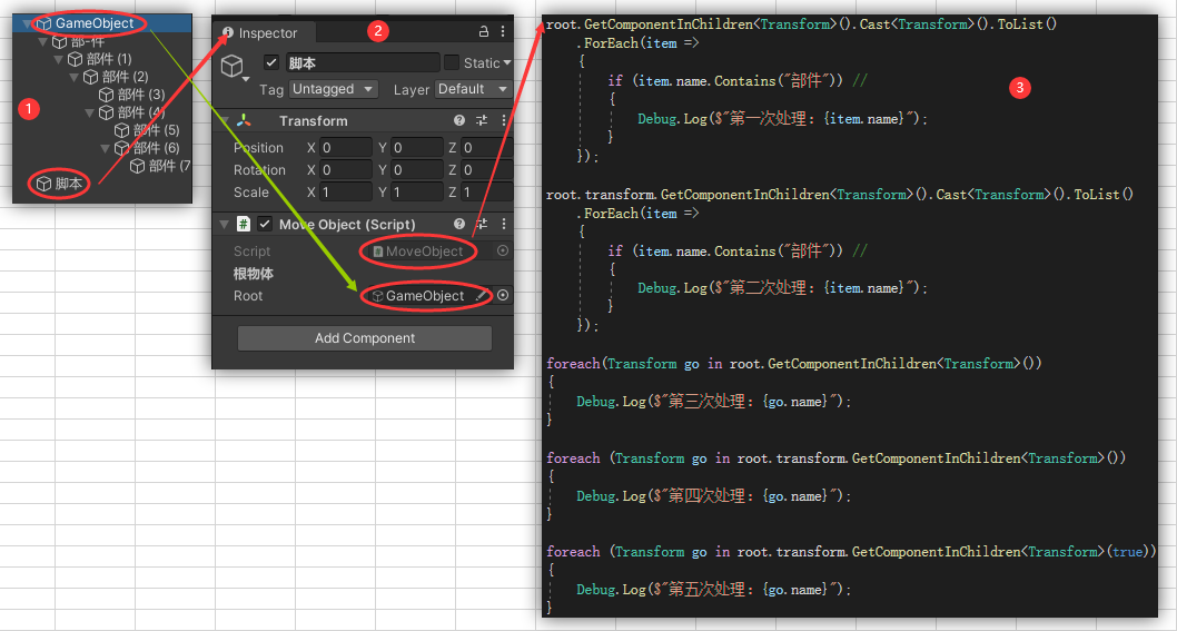 疑问:GetComponentInChildren不能找到孙物体——【已解决】_使用getcomponentsinchildren时排除自身 ...