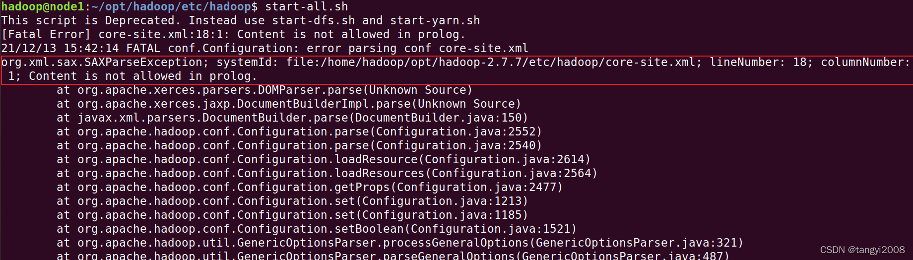 Content is not allowed in prolog