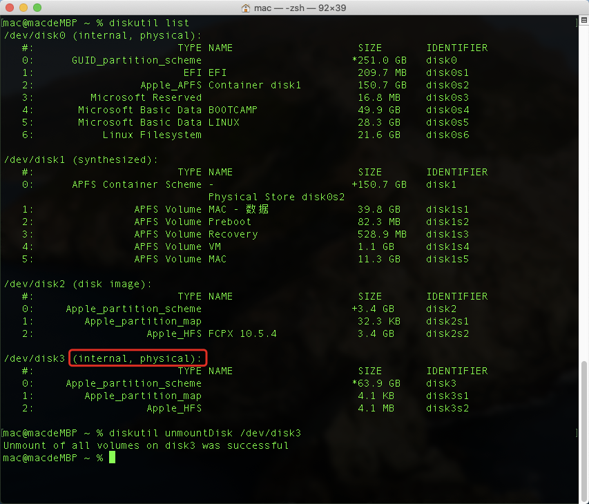 unmount disk