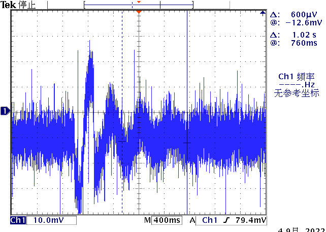 ▲ Figure 1.2.1 Measuring the electromotive force induced by the rotation of the watch core