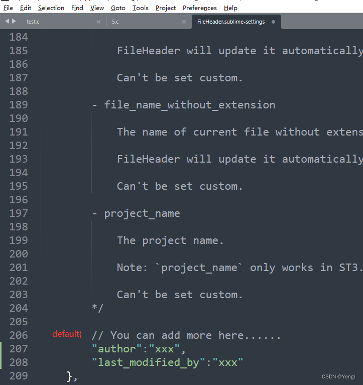 sublimeText3新建文件自动添加注释头